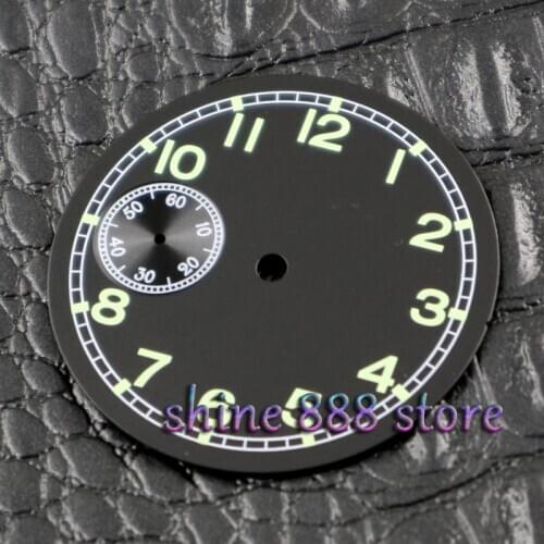 Watch accessories Parnis 38.9mm black sterial dial fit 6497 movement Watch dial Luminous green parts