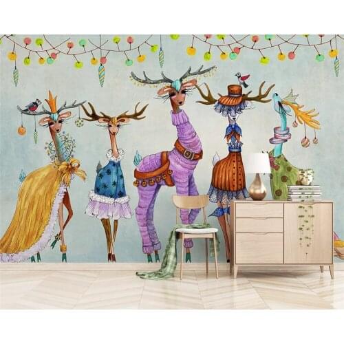 Beibehang Nach Nordic minimalistischen hand-gemalt umwelt 3d tapete tier deer wald hintergrund wand papers home decor
