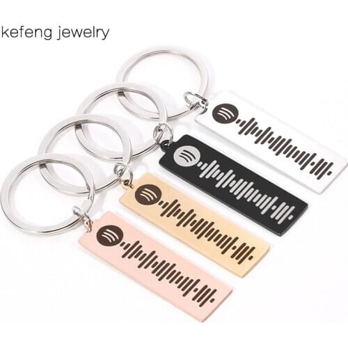 Personalized Keychain Custom Music Spotify Scan Code Keychain Stainless Steel Key Chain Ring Laser Engrave Spotify Code Jewelry