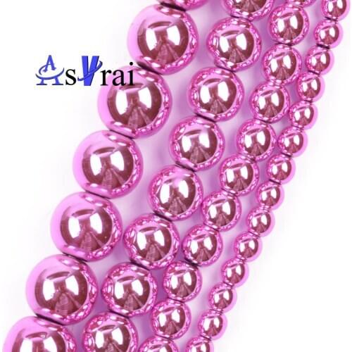 Natural Fuchsia Hematite Stone Beads For Jewelry Making 3 4 6 8 10mm Round Loose Spacer Beads DIY Bracelet Necklace 15"