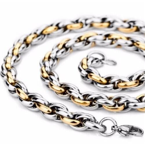 9mm Choose 22inch- 32 inch Gold Stainless Steel Fashion Rope Chain Necklace Mens XMAS Gifts Jewelry