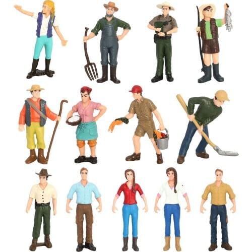 Worker Farmer Action Figure PVC People Model Simulation Figurine Mold Decor Scenery DIY Accessories Toys for children Kids Gift
