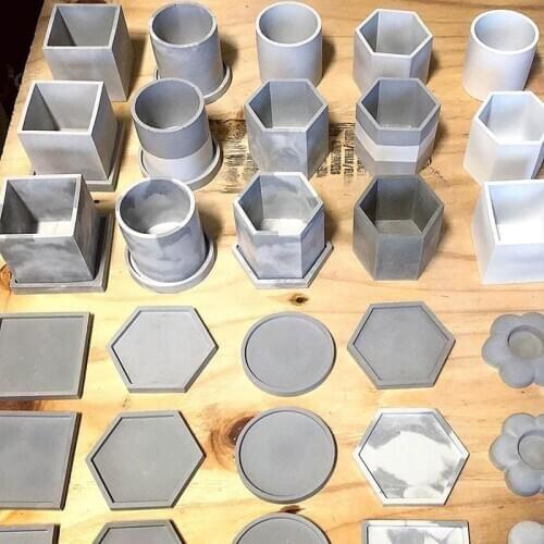 Concrete Terrazzo Pot Molds Silicone Planter Molds Reusable Silicone Pen Holder Molds Plaster Molds for Making Concrete Tray