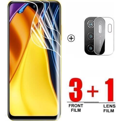 3PCS Hydrogel Film+1PCS Lens Film for Xiaomi Poco M3 Pro 5G Screen Protector For Mi Poco F3 X3 Pro GT safety film not glass