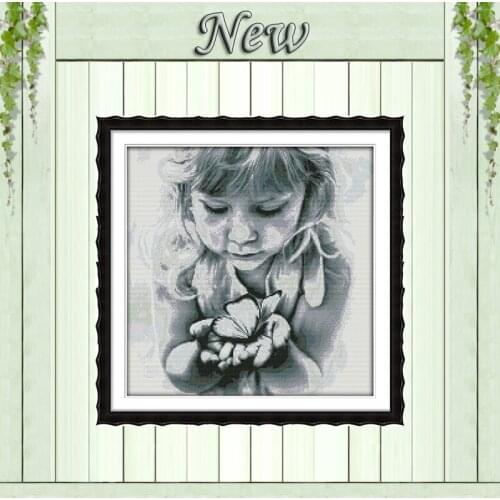 Girls and butterflies decor painting counted printed on canvas DMC 14CT 11CT Cross Stitch Needlework Sets Embroidery kit