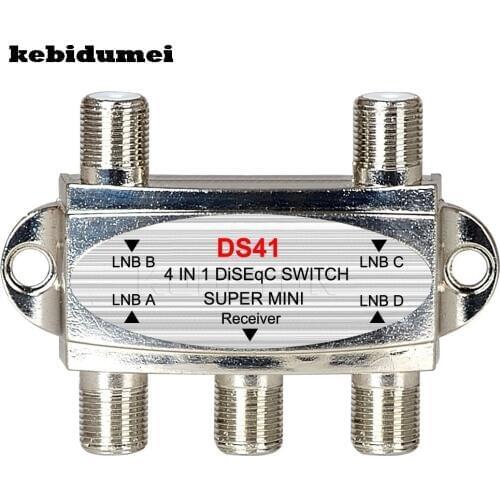 Kebidumei Hot Selling Mini DiSEqC Switch 4x1 4 to 1 Out DiSeqc Switch Satellite Signal Antenna flat LNB Switch Model DS41 for TV
