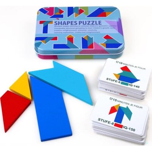 Magnetic Tangram Puzzle Book Portable Baby Toys Kids Montessori Intelligence Jigsaw Puzzle Wooden Educational Toys for Children