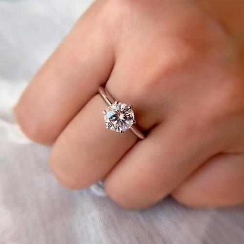 GZXSJG Round 1.5ct Moissanite Ring Genuine 9k White Gold Anniversary Wedding Bands Jewelry Gemstone Rings for Women Girl