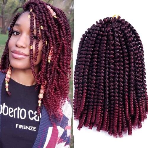 DAIRESS 8" Synthetic Spring Twist Crochet Braids 8" Nubian Twist Hair Spring Twist Hair Extensions Bomb Twist Crochet Hair