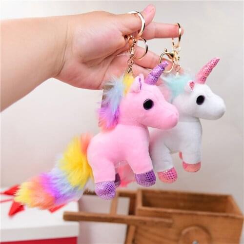 Cute girly heart pink unicorn Beautiful sequins soft Popular pendant Exquisite Keychain good quality christmas birthday gift