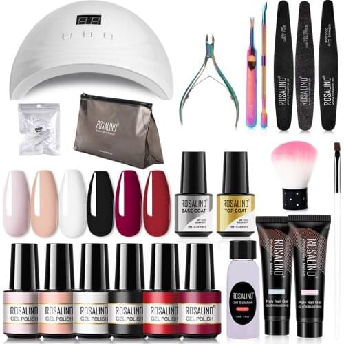 ROSALIND Nail Gel Manicure Set Lamp Gel Tools Kits For Nails Art UV Lamp Semi Permanent Nail Gel Polish Set With Base Top Coat