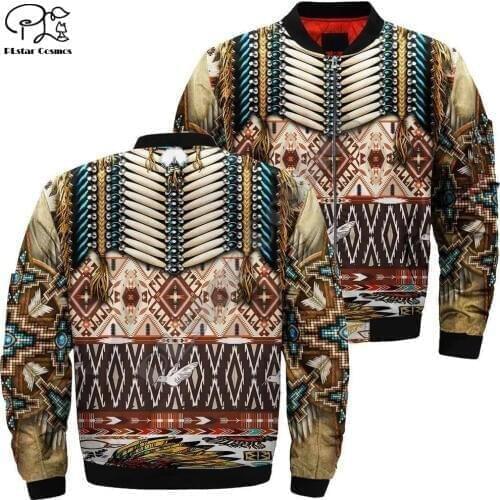 Native Indian 3D bomber jackets Hoodies Men Winter Thick zipper Jacket motorcycle jacket Pullover Unisex Nordic Army Military 02