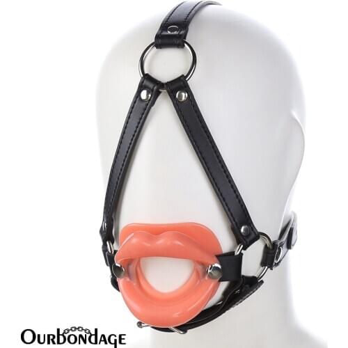 Ourbondage 4 Color PU Leather Band Open Duck Mouth Gag Oral Fixation Head Harness Restraints Sex Toys For Men And Women Couples