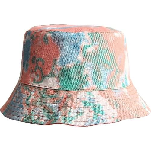 Reversible Bucket-Hats New Tie-dye Sunscreen Men Women Fisherman Cat Cotton Fashion Anti-sun Panama Hat Outdoor Leisure Sun Cap