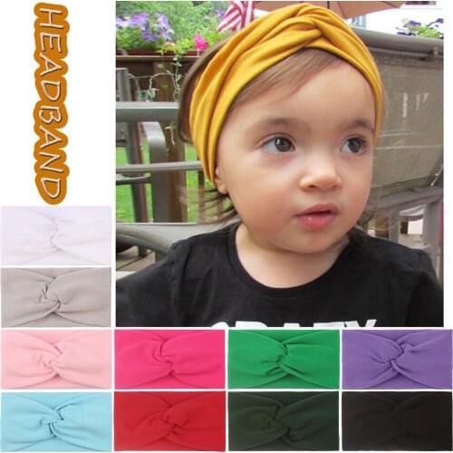 Newborn Girl Knot Headband Elastic Kids Infant Bows Hair Band Headwraps Baby Girls Solid Headwear Bandeau Cute Photo Props Pink