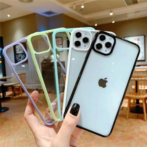 Shockproof Candy Color Bumper Phone Case For iPhone 12 SE 2020 11 11Pro Max XR XS Max X 7 8 Plus 11Pro Transparent Soft Acrylic