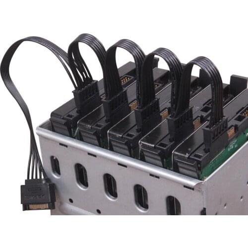 SATA 15Pin 1 To 5 SATA 15Pin Hard Drive Power Supply Splitter Cable Cord For DIY PC Sever 18AWG 15-pin SATA Power 60CM Extension