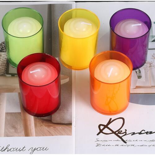 Hand making 5pcs/lot colorful DIY plastic candle cup flame retardant materials windproof wedding decoration candle molds lz71
