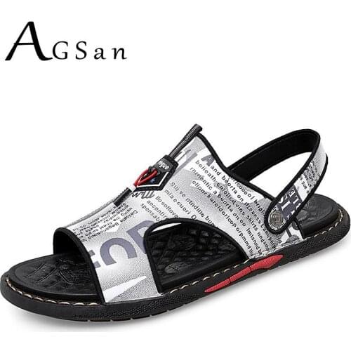 Summer Sandals Men Handmade Beach Shoes Fashion Outdoor Sandals Shoes Breathable Casual Flats Sandalias Hombre Big Size 45 Gray