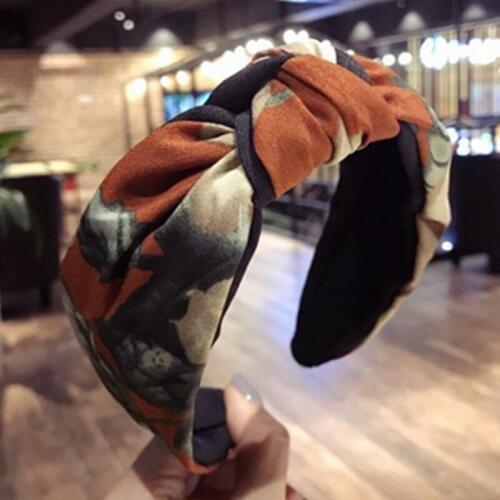 Wide Flora Print Headband Women Knotted Bow Center Hairband Headband Color Blocking Striped Hair Headband Girls Head Band New
