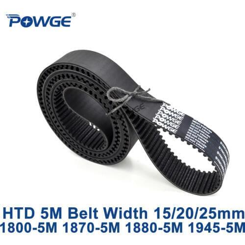 POWGE HTD 5M synchronous Timing belt C=1800/1870/1880/1945 width 15/20/25mm Teeth 360 374 376 389 HTD5M 1800-5M 1870-5M 1945-5M