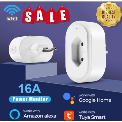 WiFi Smart Plug 16A 10A BR Socket Tuya Smart Life APP Work With Alexa Google Home Assistant Voice Control Power Monitor Timing