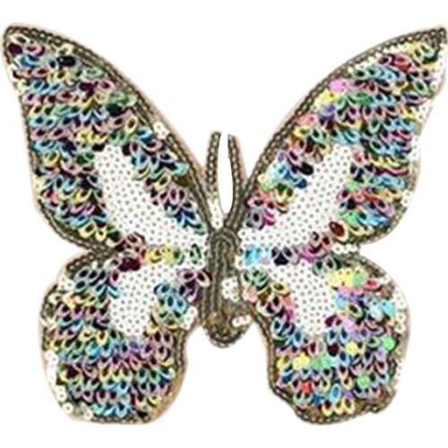 Patches for clothing T shirt Women 20cm Butterfly Color Sequined Sequins T-shirt Womens Fashion Tops Shirt Girl Patch Clothes