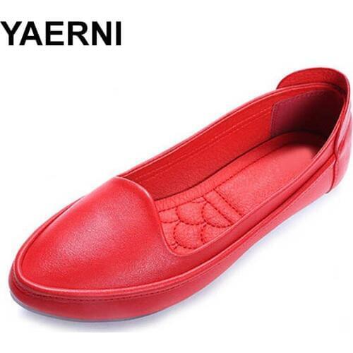 YAERNInew 2019 casual shoes for women soft round toe shoes fashion brand loafers for womenE1261