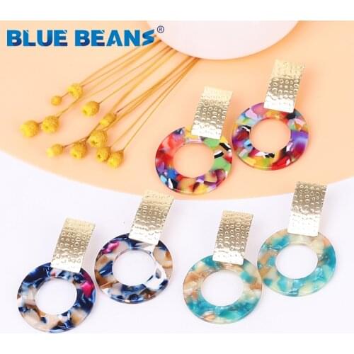 BLUE BEANS Round Acrylic Earrings For Women Bohemia Fashion Colorful Jewelry Resin Geometry drop Earrings Statement wholesale