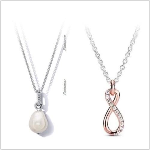 Authentic 925 Sterling Silver Freshwater Cultured Baroque Pearl Pendant Necklace For Women Bead Charm Diy Fashion Jewelry