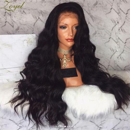 Zoyel Long Black Wigs Cosplay Body Wave Synthetic Wigs For White/Black Women Brazilian American Natural Hair