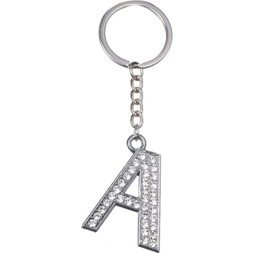 1 Pcs A-Z Letters Initial Letter Key Ring Chain Crystal Rhinestone Alphabet Keyring Women Keychains Handbag Car Pendants Decor