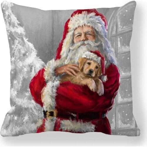 1pcsChristmas Santa Claus. Snowman Cushion Cover Pillow Box Square Car Home Christmas Sofa Decoration Pillow Case Christmas Gift