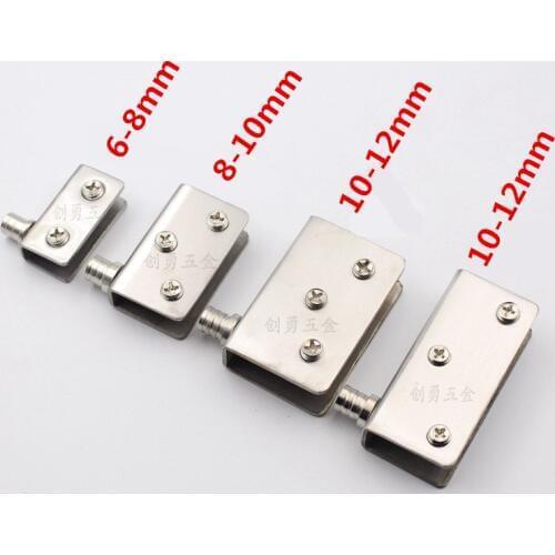 4pcs Stainless Steel glass hinges for 5-8mm/10-12mm Glass Door Glass Pivot Clamps Door Hinges 4 sizes