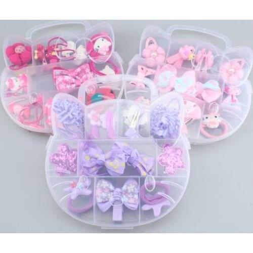 Free DHL 8 Sets Nice Box Kids Gift Bows Hair Clips Hair Accessories Hairpins Headwear Princess Crown Flower Barrettes