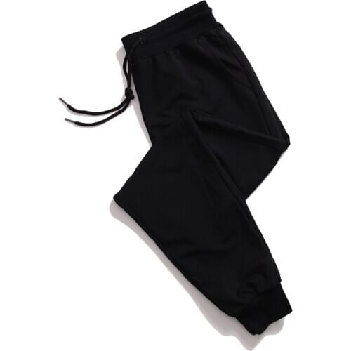 Black Solid Color Sweatpants Women Autumn Elastic Waist Loose Harem Pants Casual Large Size Trouser P1013