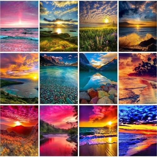 EverShine 5D full square Diamond Painting Seaside Diamond Embroidery Sea Landscape Picture Rhinestones Art Kits Handmade Gift