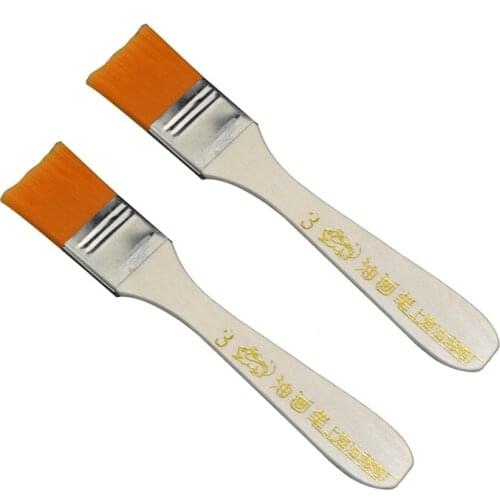 GTBL 5pcs Orange Bristle Wooden Handle Oil Painting Paint Brush 0.9" Width