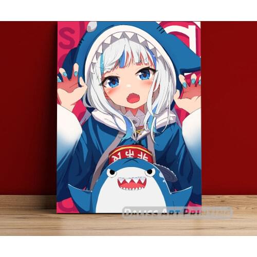 Canvas Anime Gawr Gura Pictures Home Decoration Paintings Poster HD Prints Wall Art Modular Living Room Framed