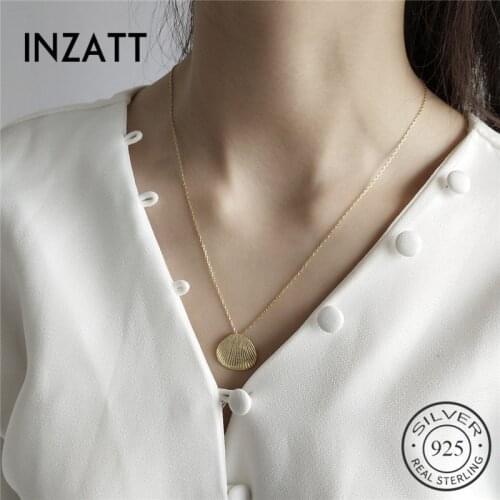 INZATT Real 925 Sterling Silver Minimalist Shell Necklace For Fashion Women Birthday Party Fine Jewelry Elegant Accessories Gift