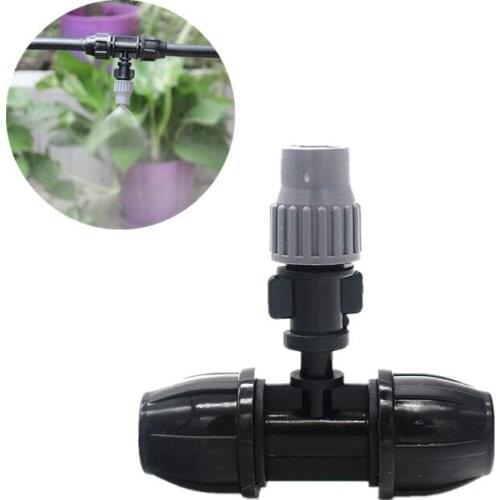 10PCS Spray Adjustable Flow Irrigation Dripper With 3/8"Lock Tee Drip Irrigation Atomizing Sprinkler for 3/8" Tube(ID 8-9mm)