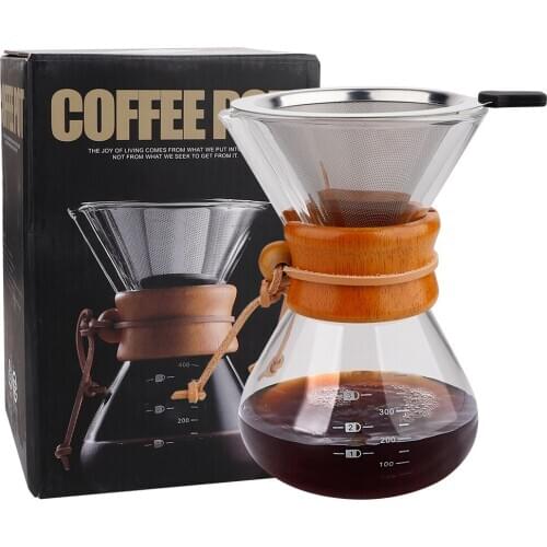 Classic Glass Hand Drip Coffee Maker Pot Style Pour Filter Over 400ml