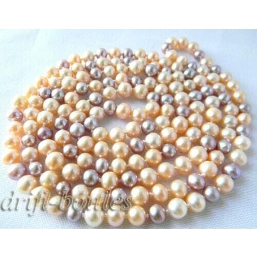 48''7mm Round Pink Lavender Freshwater Peal Necklace