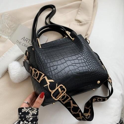 Small Stone Pattern PU Leather Bucket Crossbody Bags for Women 2021 Branded Trends Fashion Luxury Designer Handbags and Purses