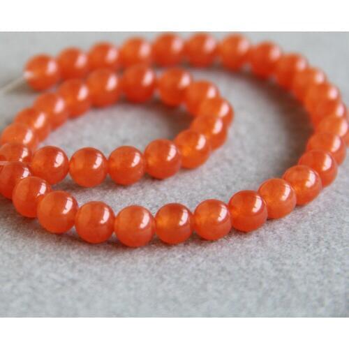 Min Order1) 8mm Fashion New Orange Chalcedony Beads Stone Round Beads DIY Beads 15inch Fashion Jewelry Making Design Wholesale