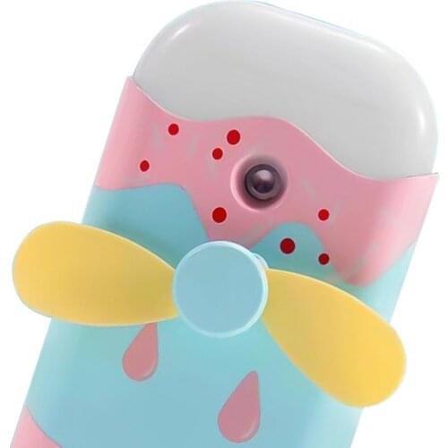Mini USB Rechargeable Cartoon Ice Cream Shape Handheld Humidifier Cooling Fan for Home camping нож складной usb charging fan