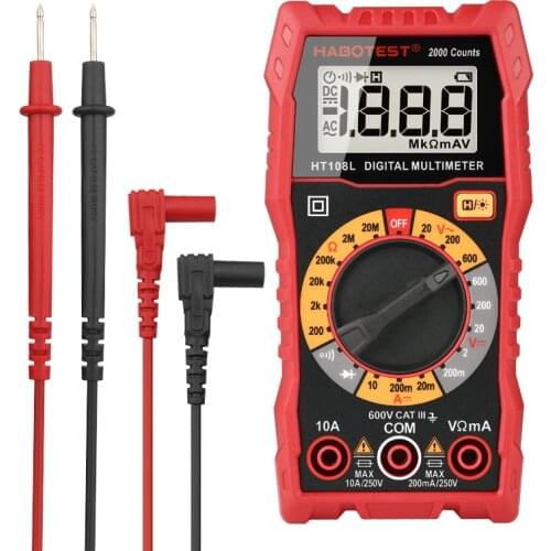 Multimètre HT108 Digital Multimeter Esr Meter AC DC Voltage Current Ohm Automotive Electrician Tools Dmm мультиметр 2000 Counts