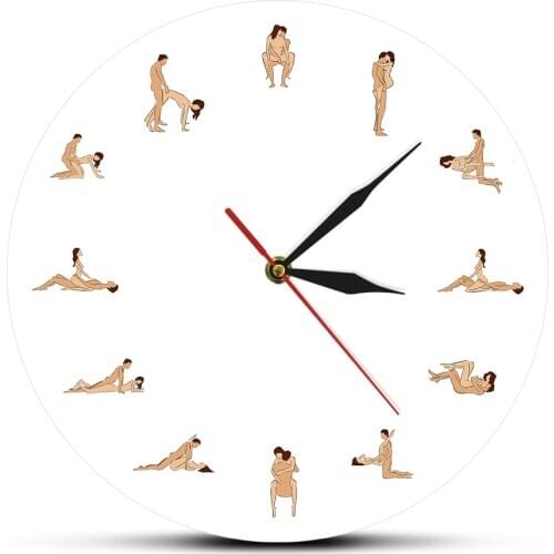 12 Sex Positions Decor Wall Watch Adult only Sexy Erotic Acrylic Wall Clock Kama Sutra Adult Wall Art Funny Sex Gift For Couple