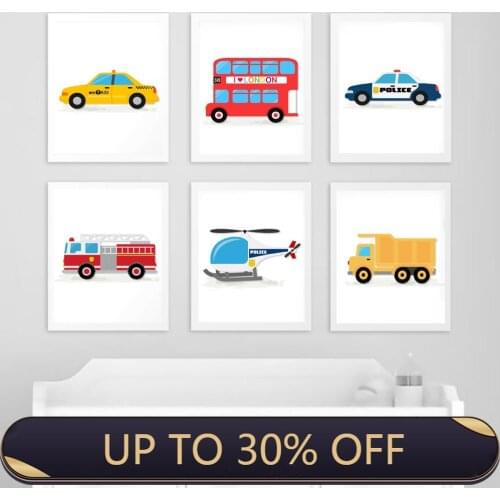 Wall Art Poster HD Prints Modular Pictures Nordic Style Cartoon Toy Car Canvas Painting Home Decoration For Kids Room Bedroom
