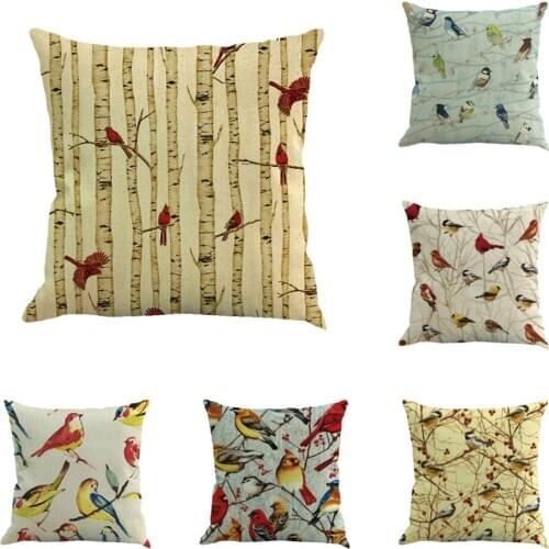 Pretty Bird Pillow Covers Decorative 45x45 cm Cushion Cover for Car Chair Sofa 1 Piece Polyester Natural Views Pillowcase Cheap